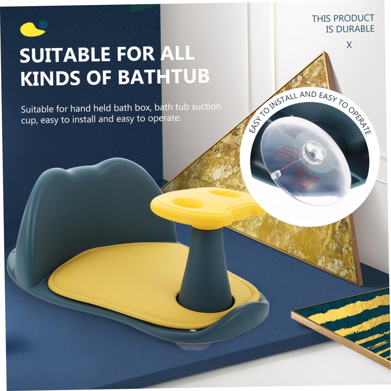 Siège de Bain Bébé 0-6 Mois Bleu PP Dossier Haut pour Baignoire