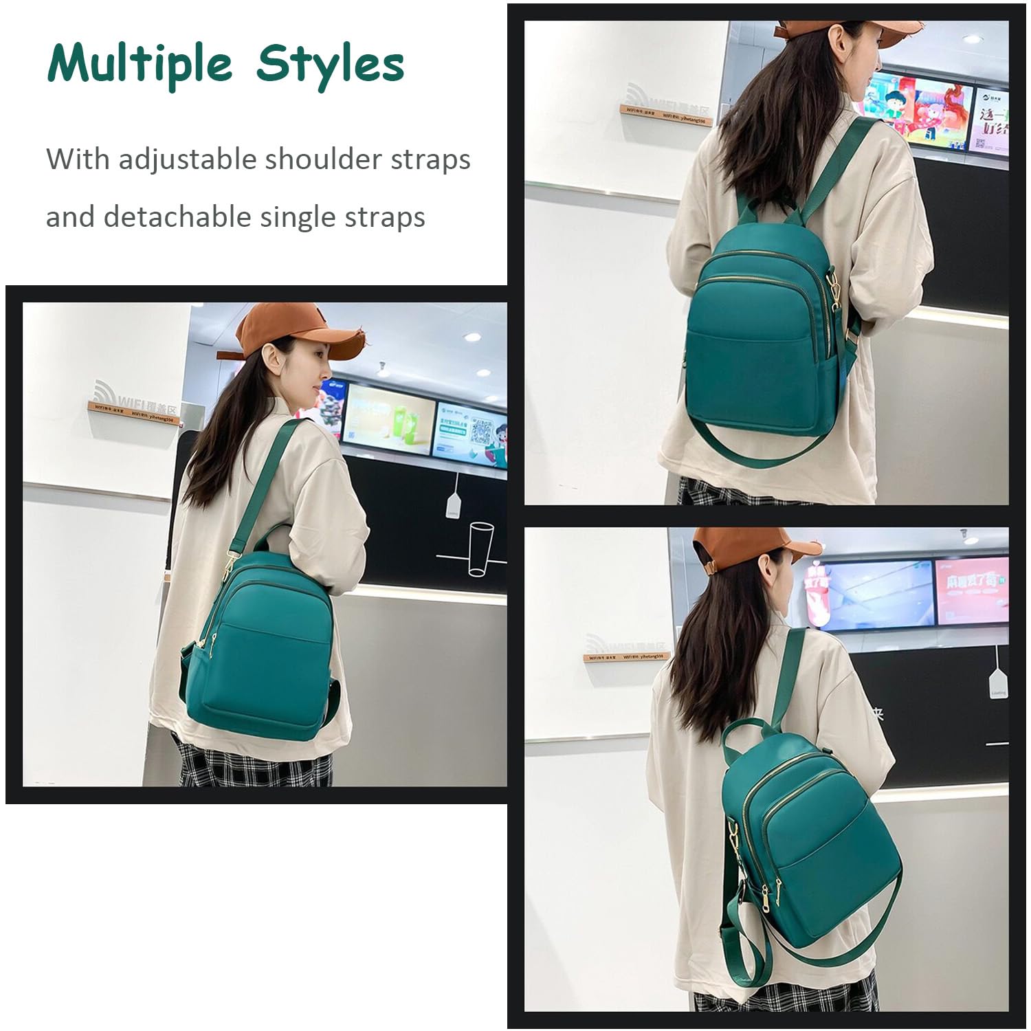 Piccolo zaino da donna, in nylon, leggero, piccolo, robusto, piccolo zaino casual da viaggio, per donne e ragazze all'aperto, viaggi, lavoro, shopping, adatto per iPad da 9,7 pollici, 7L