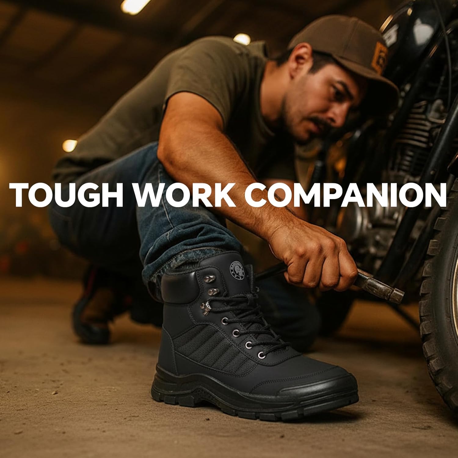 ANGRYRAM Steel Toe Boots for Men Women Slip Resistant Puncture Proof Work Boots for Men Lightweight Comfortable Steel Toe Work Shoes - Image 4
