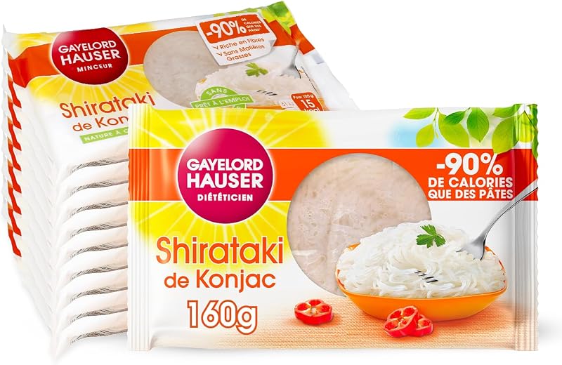 GAYELORD HAUSER - Konjac - Shirataki de Konjac - Nature - Sans Rinçage - Prêt à l'Emploi - 10 Paquets de 160 g