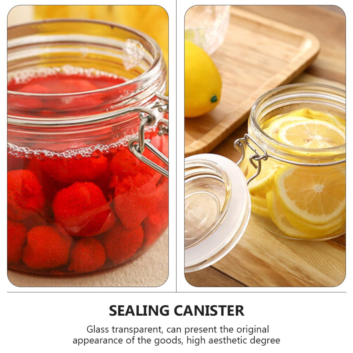 Lurrose Set da 3 Barattoli Sigillati in Vetro Borosilicato 500ml con Chiusura a Fibbia, Contenitori Ermetici per Alimenti e Sottaceti, Barattoli per Conservazione Cucina Multiuso