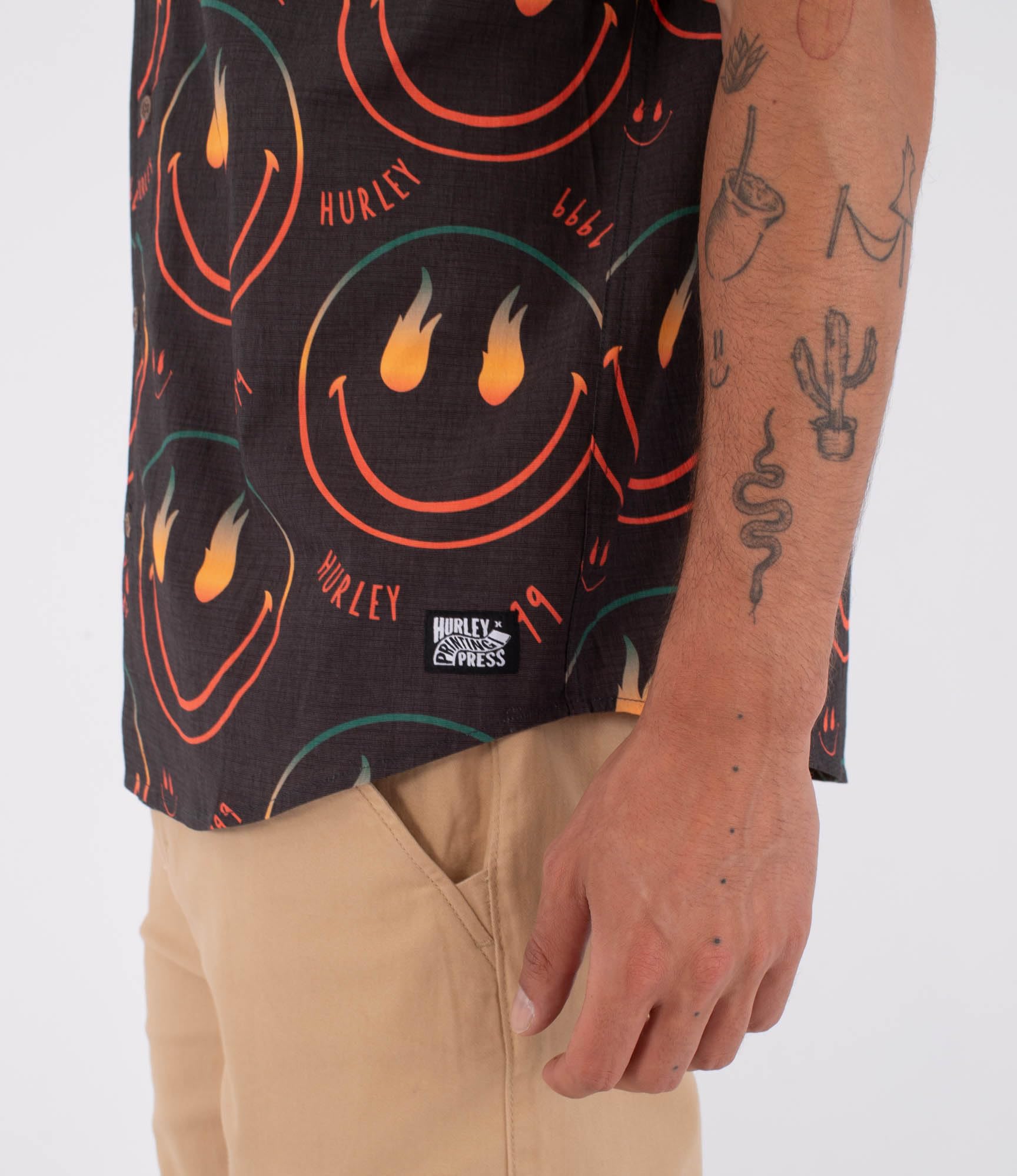 Hurley Men's Short-Sleeved Shirt - Printing Press Happy Face T-Shirt Hombre (Pack de 1)