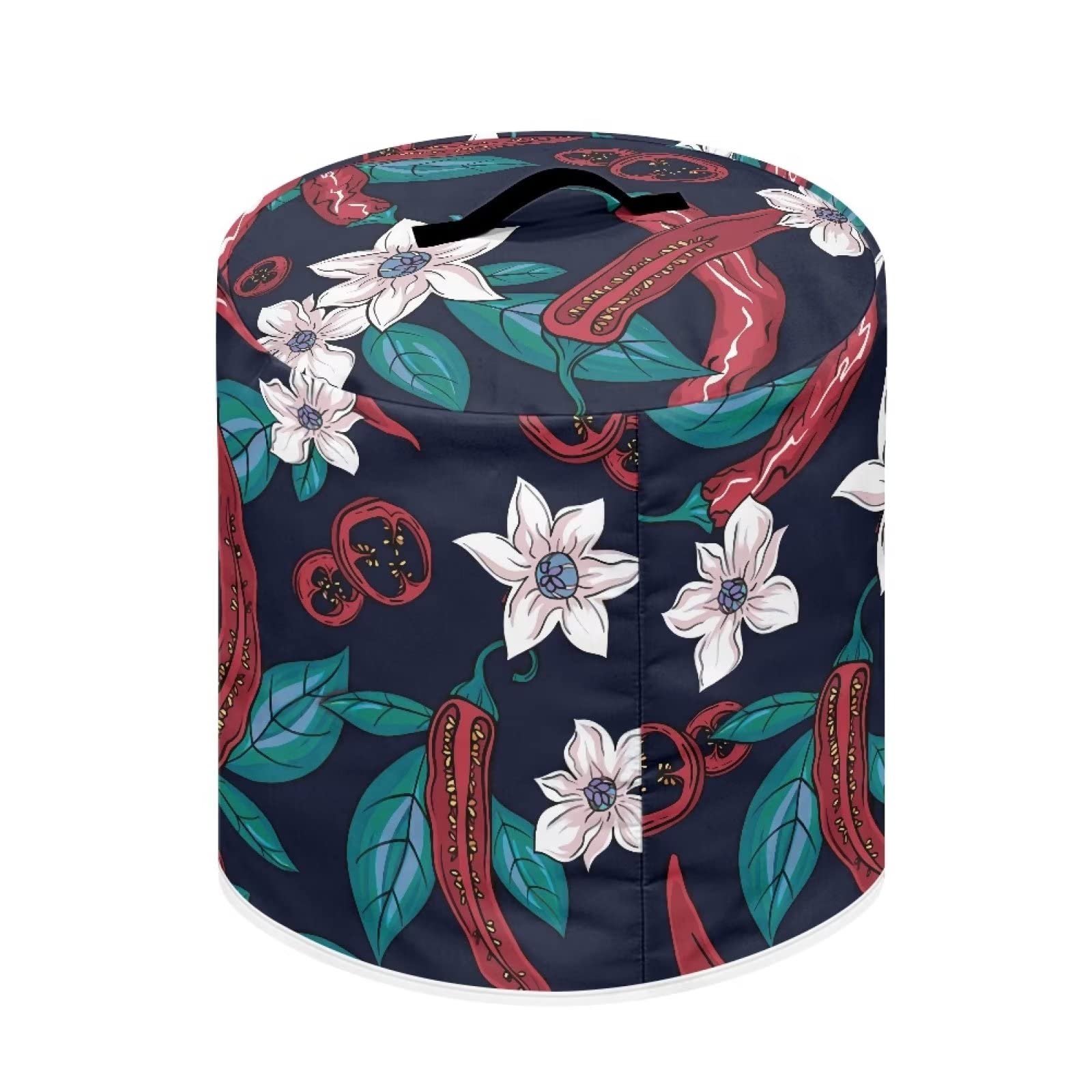 COEQINE Blue Stain Resistant Pressure Cooker Dust Cover Fit 6 Quart Rice Cooker Cover With Handles And Pocket, Funny Chili Flower Print