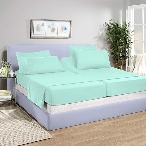 Juego de sábanas divididas California King para cama ajustable, tela de 800 hilos, sábanas 100% algodón, juego de sábanas de 5 piezas, sábanas de