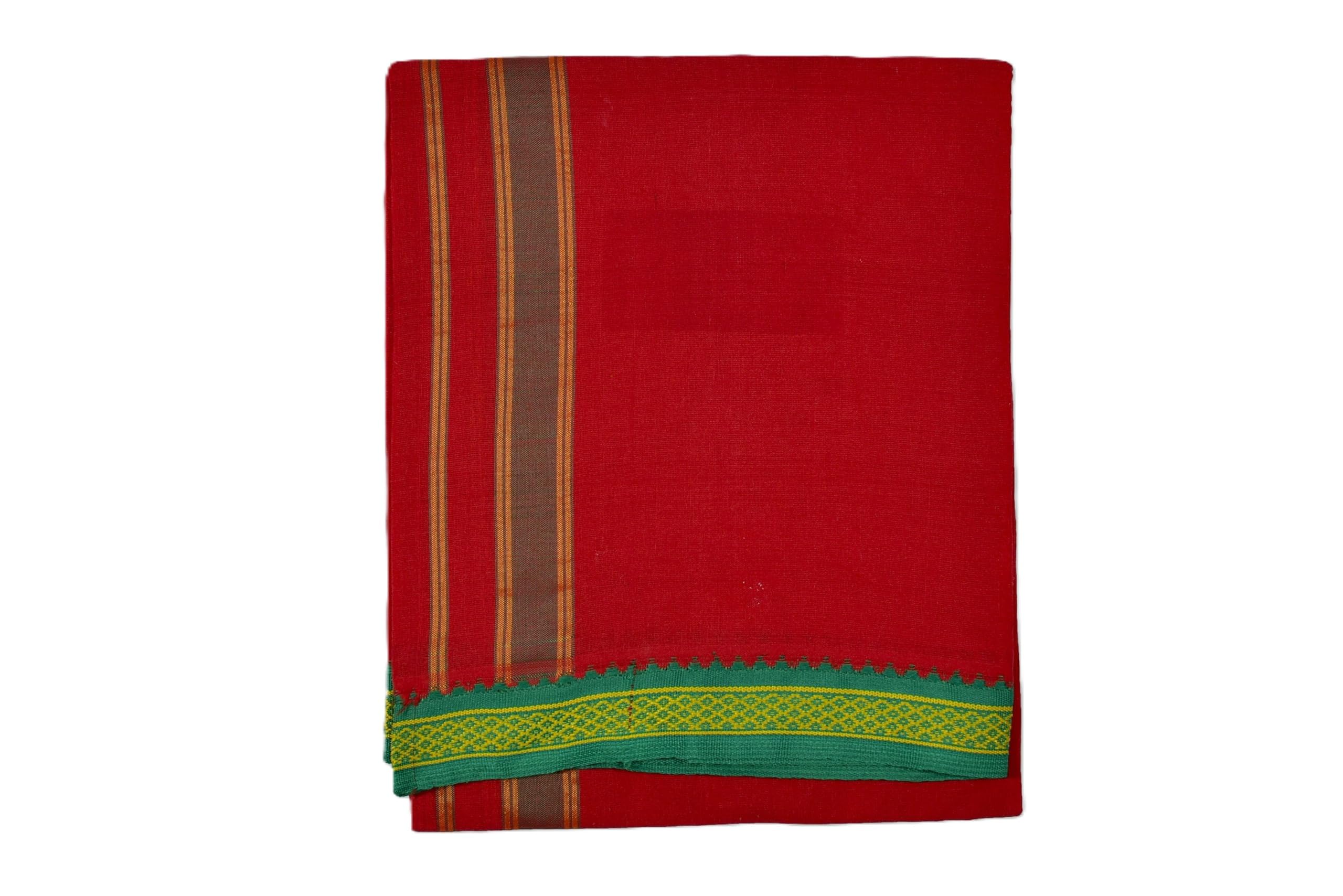 sac shree aparajeet creations Shree Aparajeet Creations Premium Quality Cotton Lungi for Men Dhoti Kerala Cotton Veshti Solid Panchalu with Varied Small Color Border Lightweight Pooja & Temple Wear-picture-12