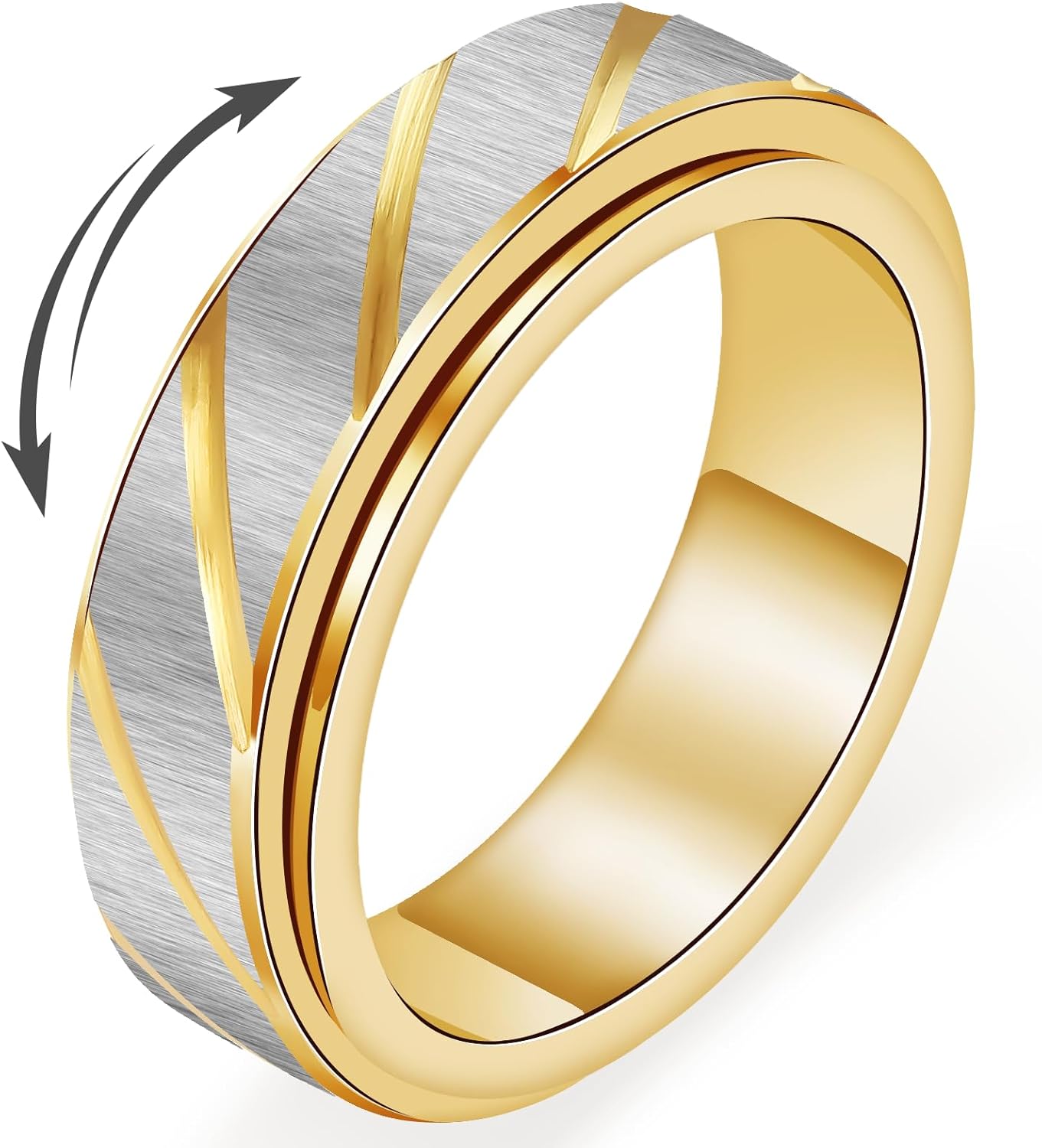 Fidget Spinner Ring for Women - 18K Gold Plated Stainless Steel Anxiety & Stress Relief Jewelry, Twill Couple Promise Thumb Spinner Rings for Adults Jewelry Gift for Women Men