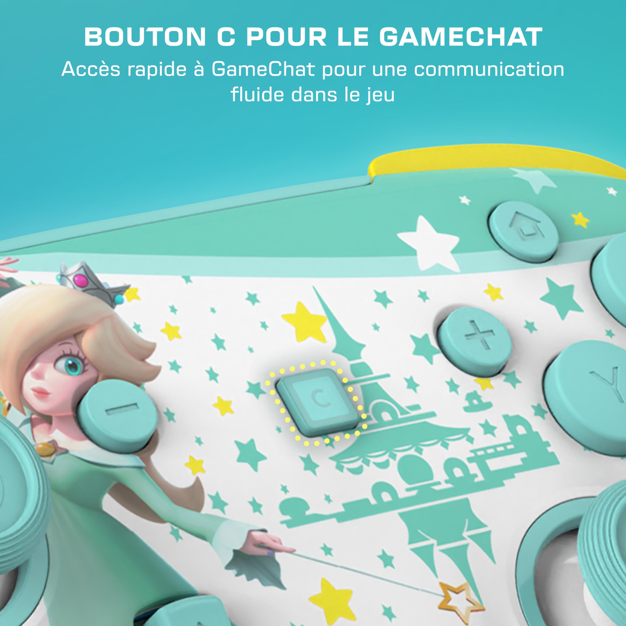 Turtle Beach Rematch Rosalina manette sans fil sous licence officielle pour Nintendo Switch 2 avec batterie rechargeable, RGB e sticks TMR