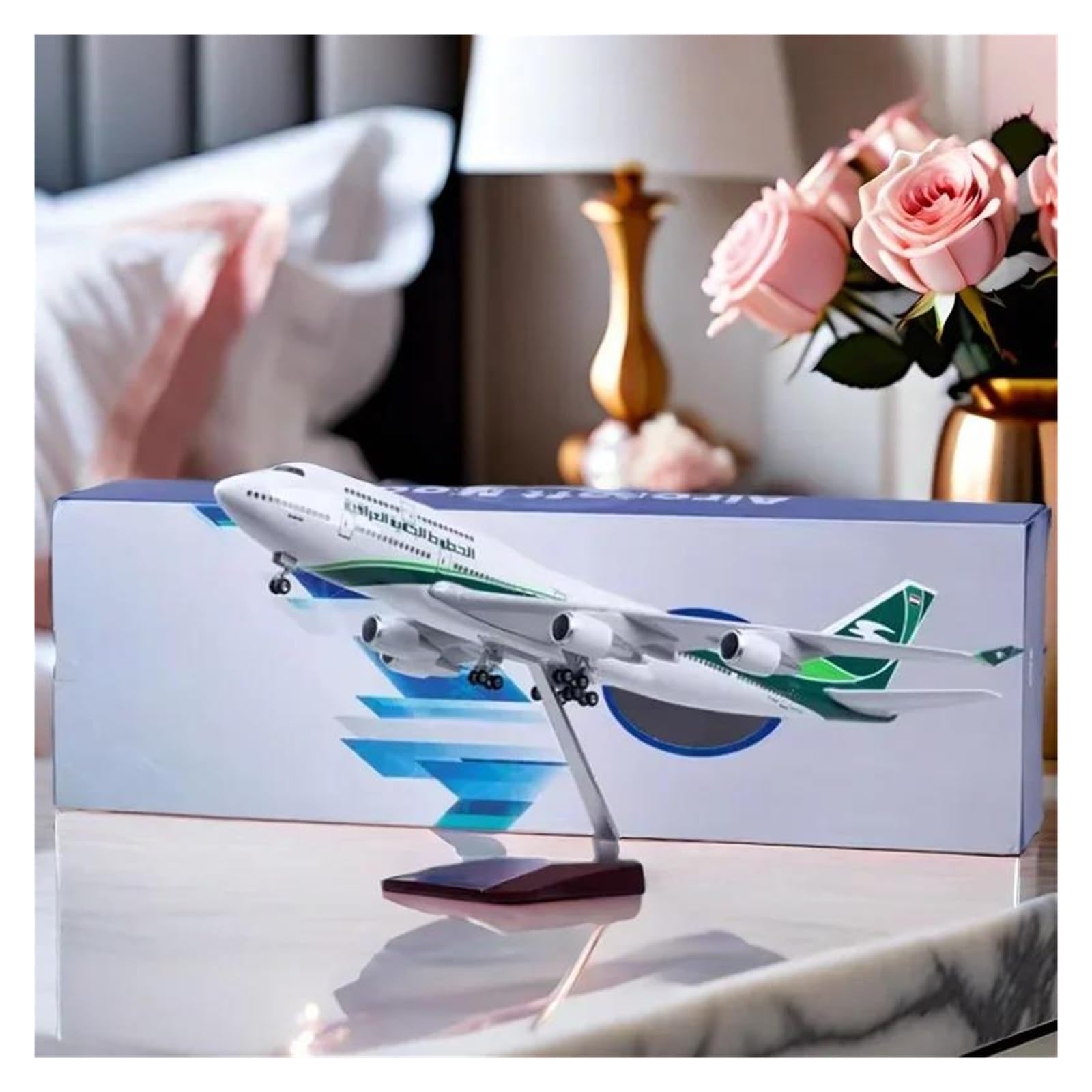 Odlewane zabawki samolotowe w skali 1/150 dla 747 IRAQI Airways Model odlewu samolotu Żywiczny samolot samolot ze światłem i kołami Kolekcja Wyświetlacz do zbierania i wyświetlania (bez światła)