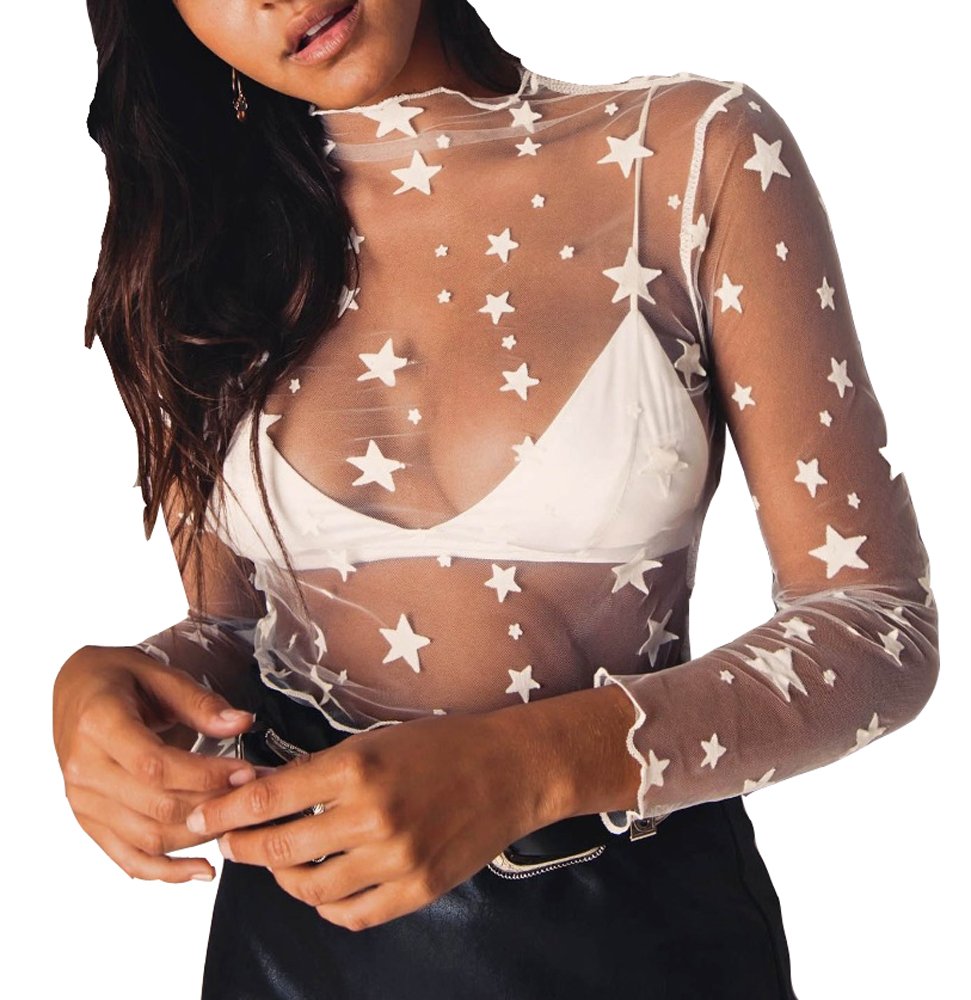 Crop Sheer Tops for Women Mesh Crop Top