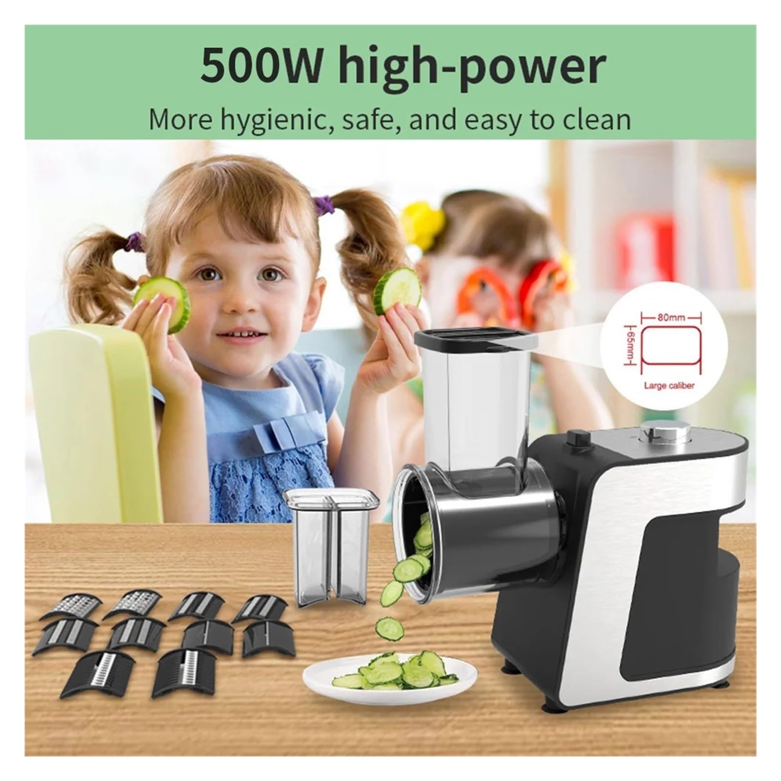 Elektrischer 5-in-1-Gemüseschneider For Die Küche Mit 500 W – Edelstahlhobel, Zerkleinerer/Reibe For Käse, Karotten, Kartoffeln Effiziente Segmentierung