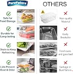 Pure Future 10-Pack Fridge Organizers and Storage with Lids - Clear Plastic Refrigerator Bins with Drain Trays - Stackable Produce Saver for Fruit, Veggies and Pantry, BPA-Free