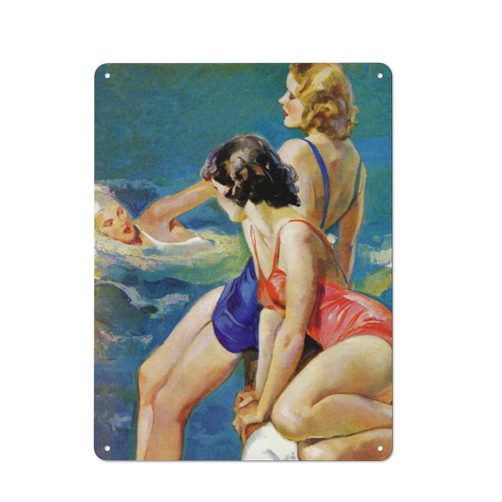 Pool Vintage Metal Wall Decor 40x30cm, Vintage Metal Sign for Cafe, Bistro, Bakery Or Restaurant
