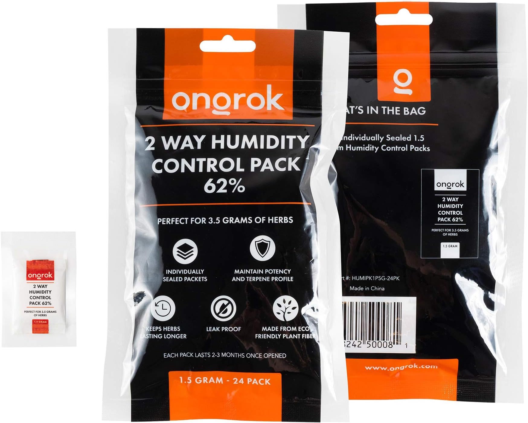ONGROK 2 Way Humidity Control Packets, 62% RH, Each Pack Good for up to 1/8 oz, 24 Pack