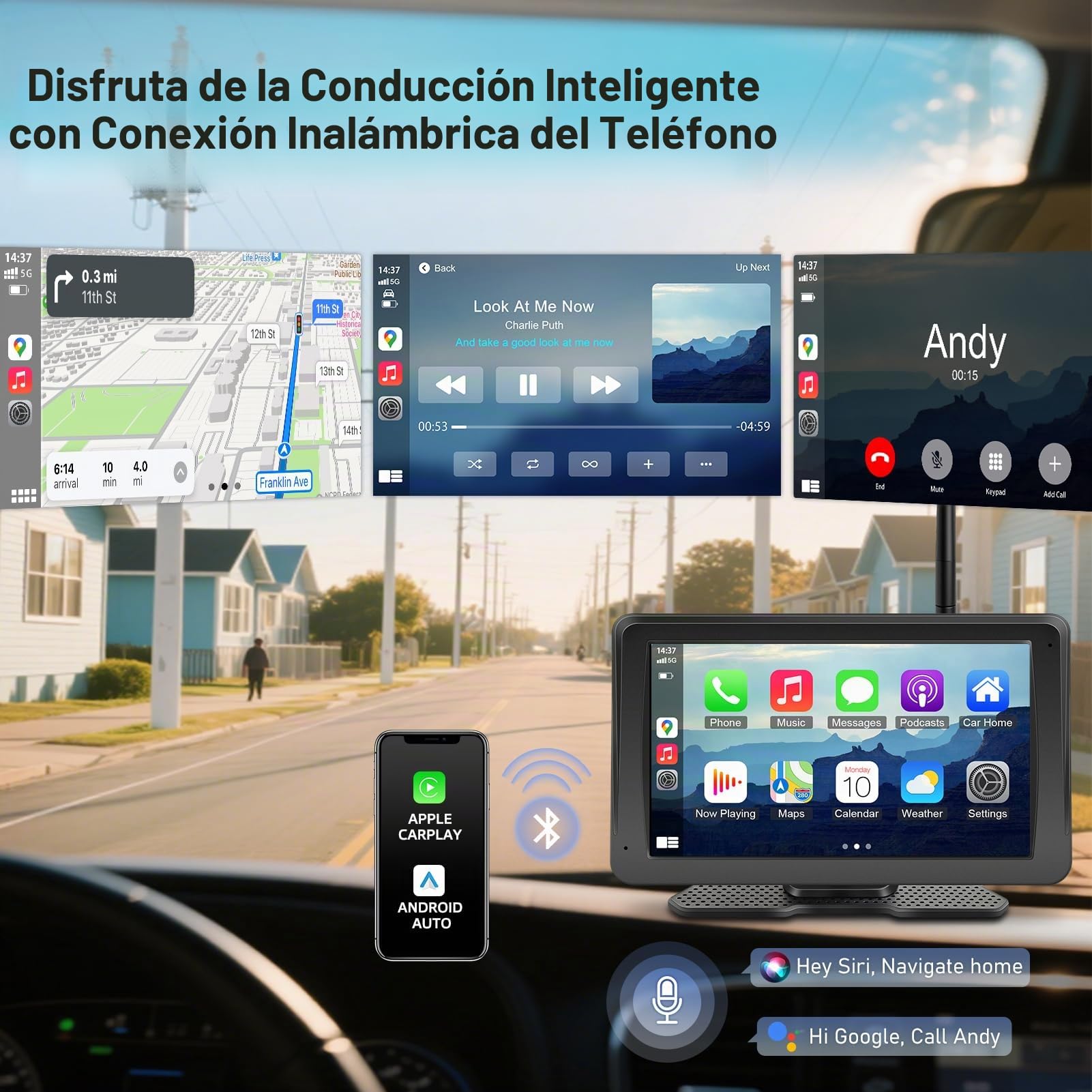 URVOLAX Camara Marcha Atras Inalambrico: Pantalla Coche Apple CarPlay/Android Auto Portátil 7 Pulgadas - Batería 10.000mAh para Autocaravana Caravana Remolque Camion (Primero De La Industria 69X)