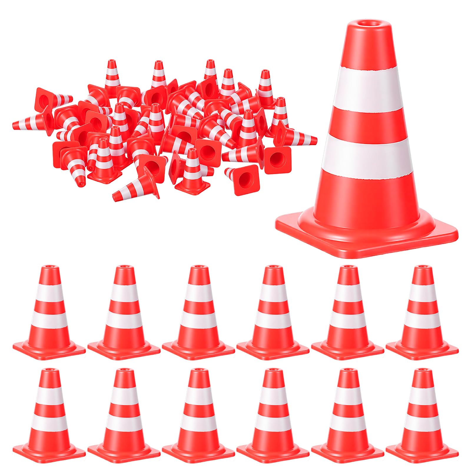 LLOUSSAK 50Pcs Mini Traffic Cones, 1 Inch Plastic Miniature Football Cones, Mini Construction Road Safety Sports Cone for Training, Sports, Micro Landscape Sand Table, Model Roads