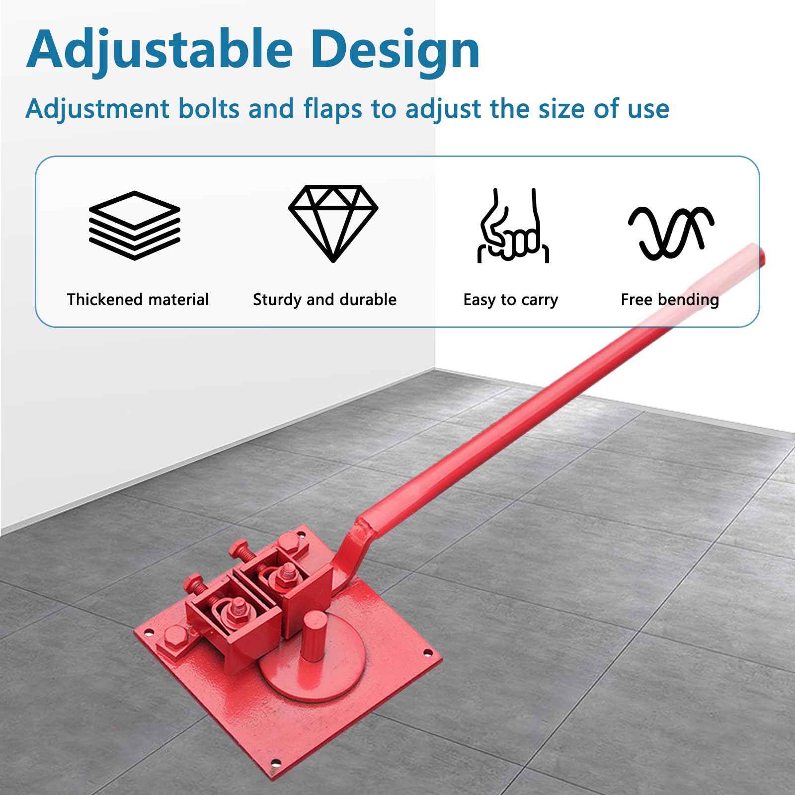 Dobladora manual de barras de refuerzo, para varillas de 1 a 20 mm, herramienta de dobladora de varillas de acero manual, construcción ajustable y resistente