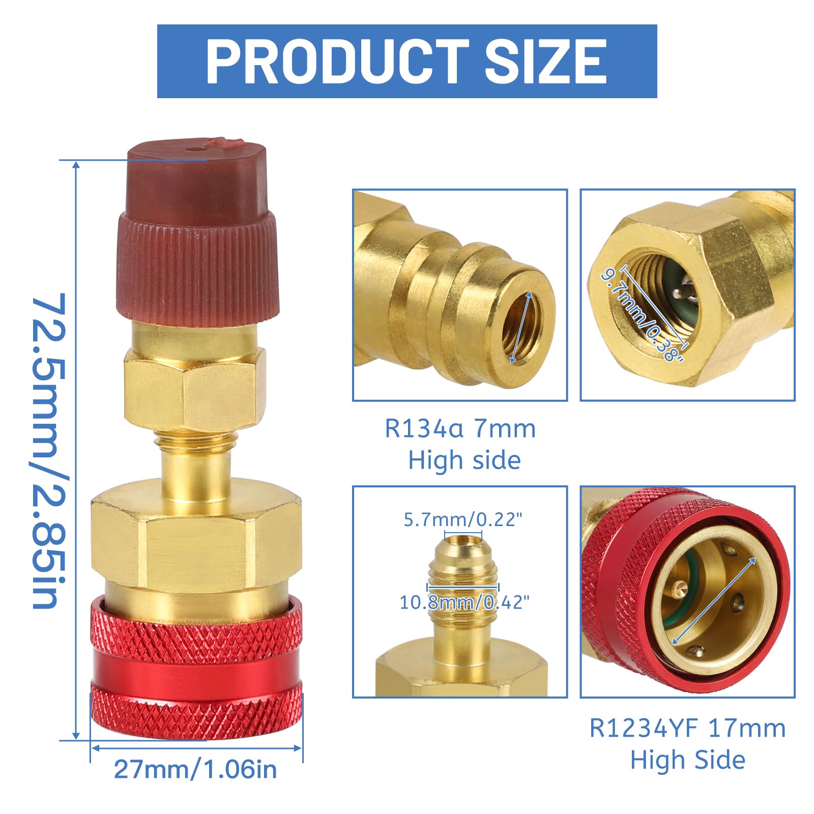 DBREAKS 2 Attacchi Rapidi R1234YF Kit, Adattatori R1234yf a R134a, Ottone Kit Attacchi Rapidi, r1234yf Raccordi Adattatori
