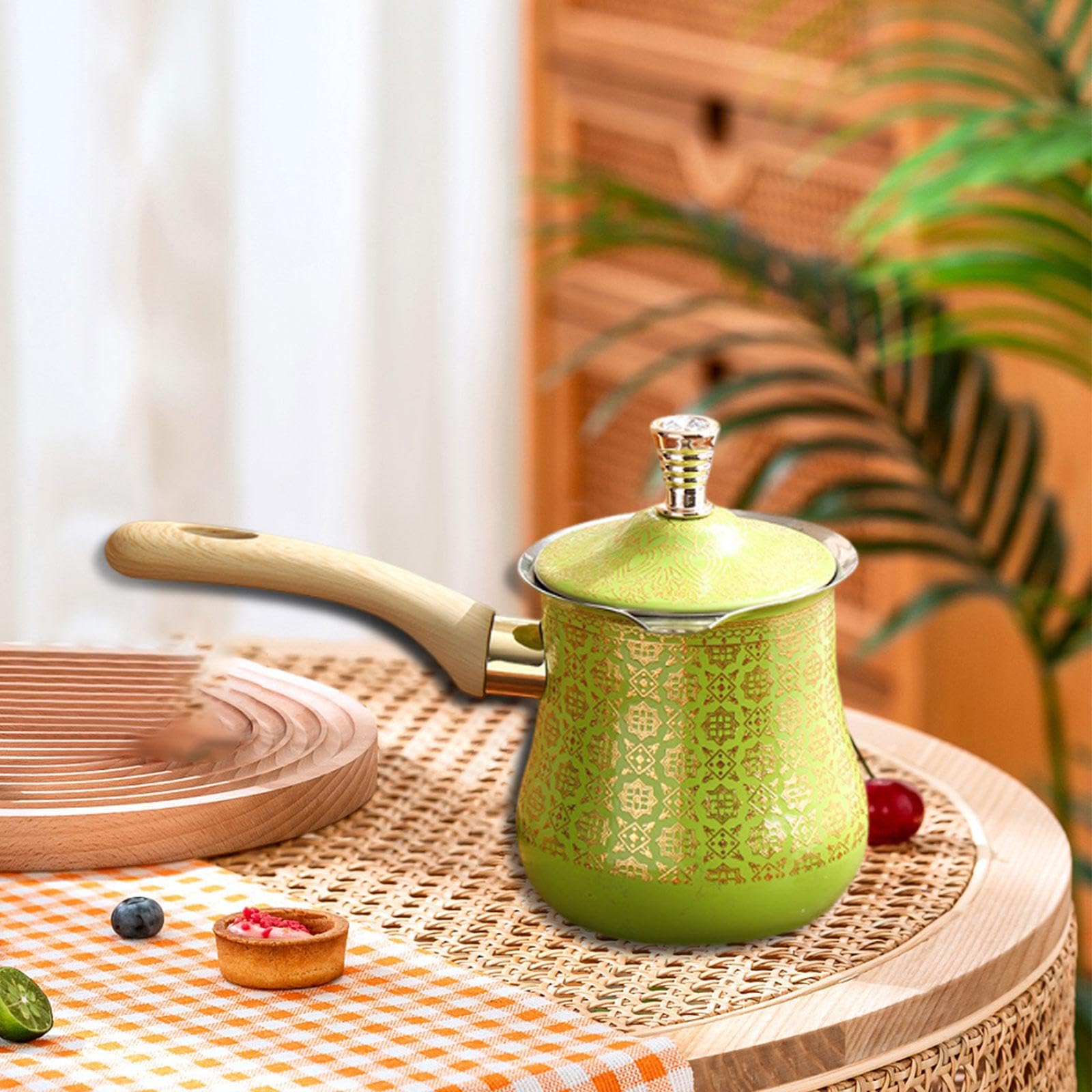 Cafetera, Fácil de Usar, para Cocinas de Inducción, de Acero Inoxidable Verde, Ideal para Camping, Cocina O Restaurante, tal como se describe, 900ml