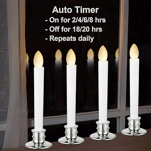 Miniatura 5 de Velas para ventana, funcionan con pilas, temporizadores remotos, luces LED sin llama, velas eléctricas con tapones extraíbles, portavelas para