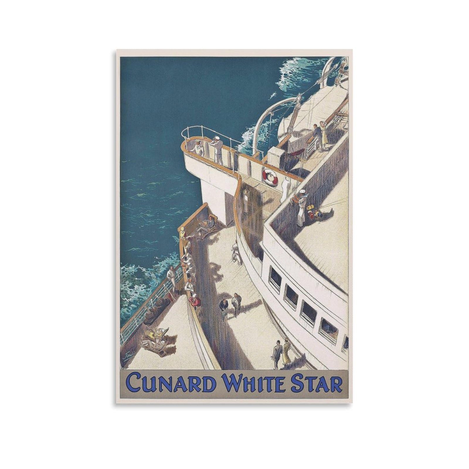 QZFNCOYU Cunard White Starship Vintage Travel Art Poster Canvas Poster Bedroom Decor Landscape Office Room Decor Gift 16x24inch(40x60cm)