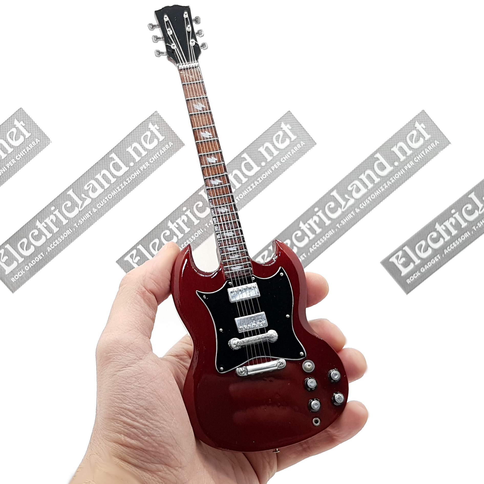 Mini guitar Angus Young AC/DC sg model + boîtier miniature à échelle 1:4 guitare miniature avec étui de collection music gadget rock ac-dc