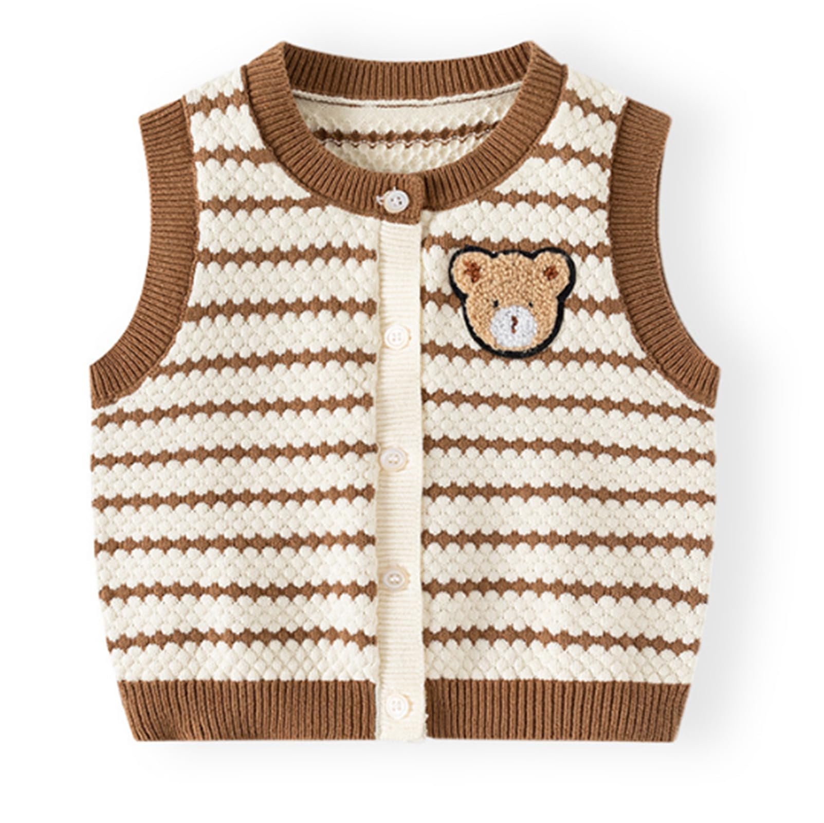 Unisex Baby Sweater Vest Knitted Soft Uniform Cotton V-Neck Sleveeless Waistcoat Vest