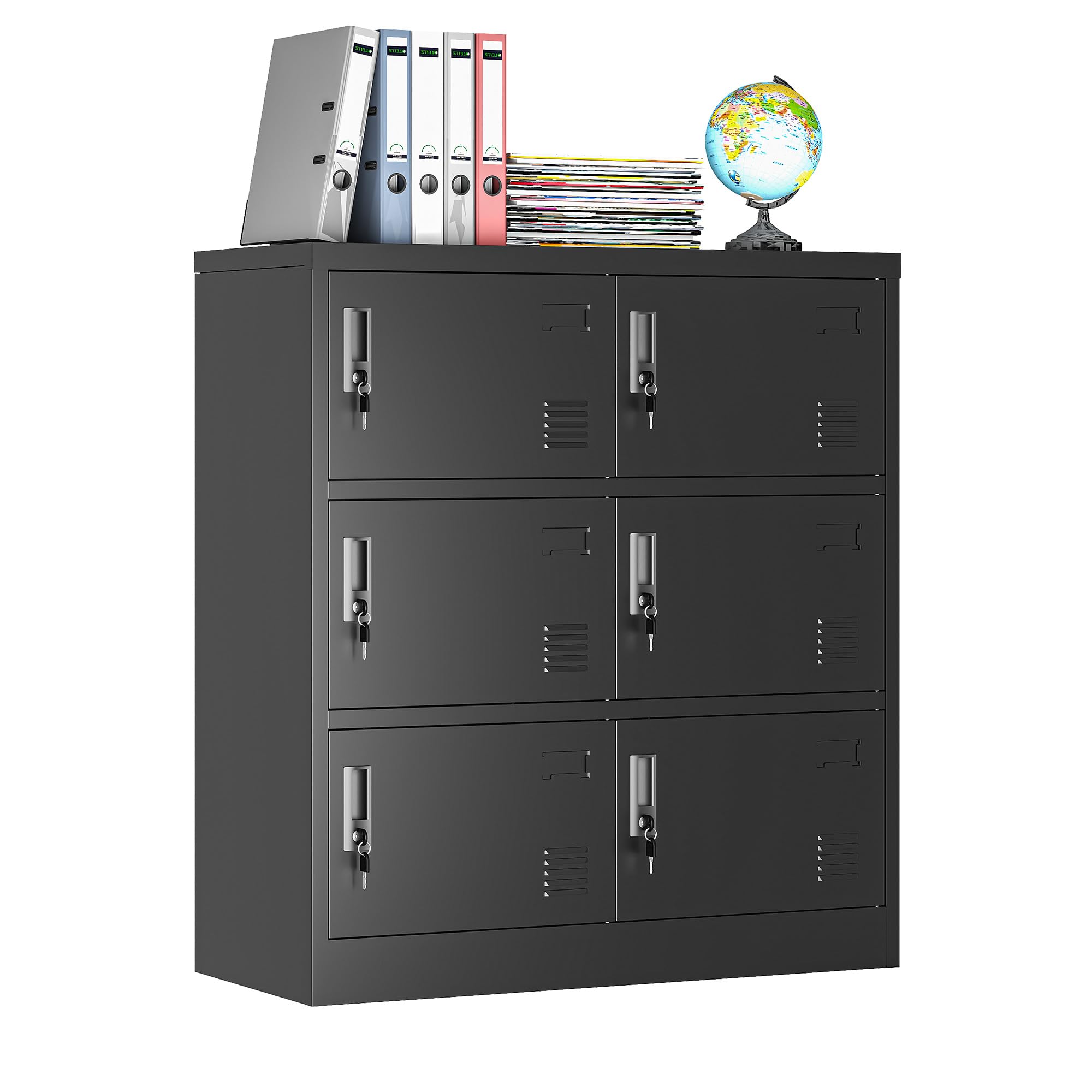 Spind Kleiner Metallschrank, 6-türiger Mitarbeiterschrank, Büroschrank mit Kartenfächern, Metallschrank für Zuhause, Fitnessstudio, Schule