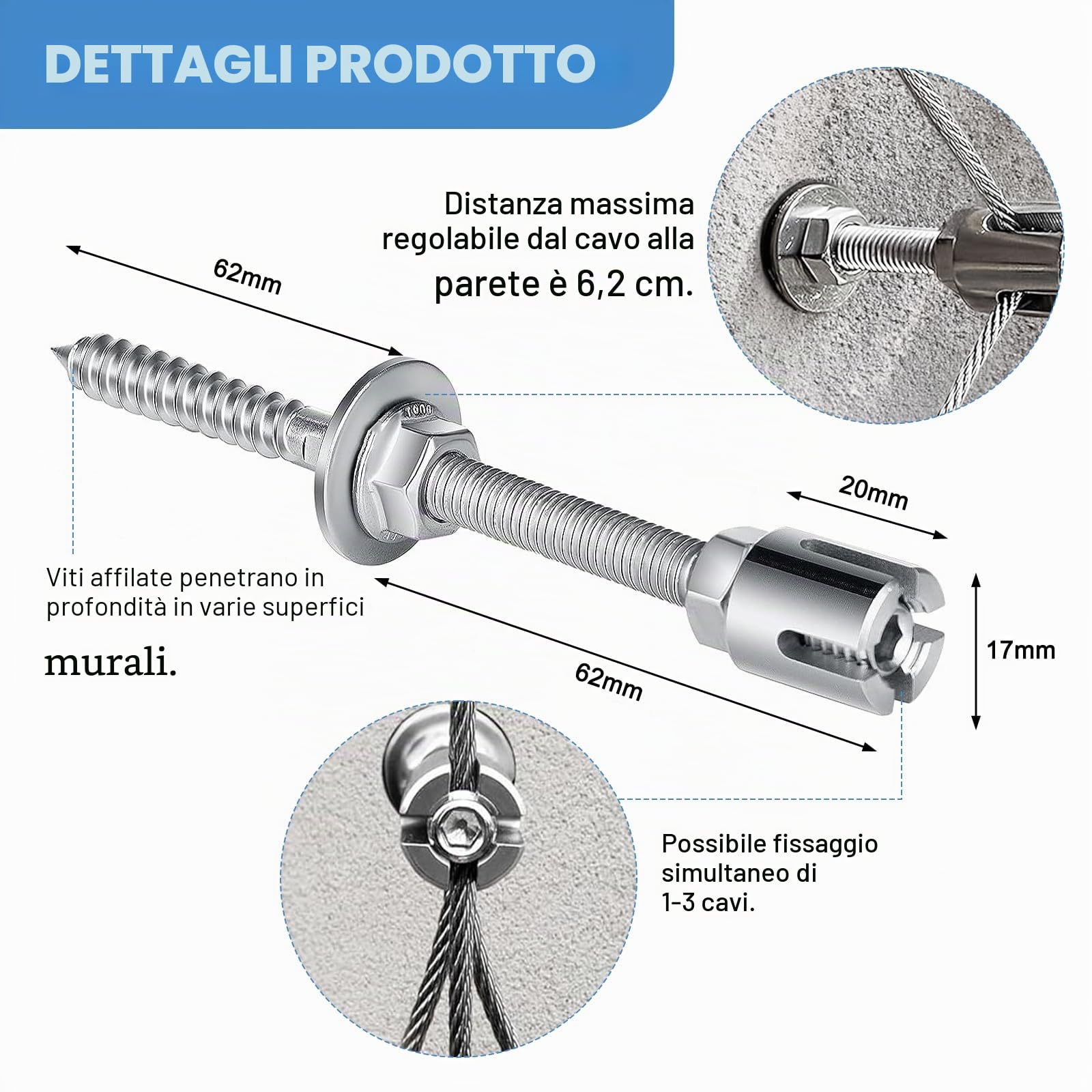 Supporto per Piante Rampicanti, Traliccio in Filo Giardino in Acciaio Inox per, Pianta Rampicante Telaio Supporto Rete Piante Rampicanti con 8 Supporti a Parete e 3mm Corda in Acciaio da 12m