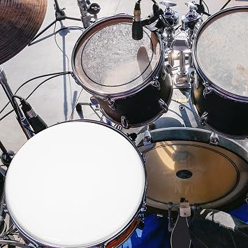 Replacement Drum Head 14 Inch Double Layer Percussion Drum Head Made of White Faux Leather for Jazz Drum and Drum Accessories