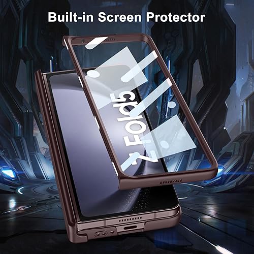 Miniatura 4 de Funda para Samsung Galaxy Z Fold 5 con protección magnética de bisagra, cubierta deslizante para cámara, protector de pantalla integrado con función