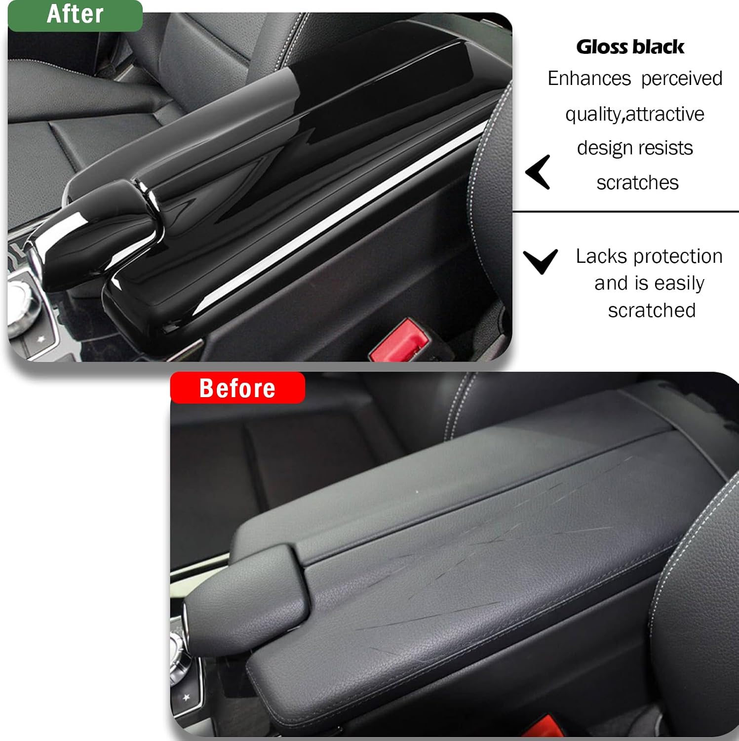 Center Armrest Box Cover for Mercedes-Benz E Class W212 2010–2015 and CLS Class W218 2012-2017 ABS Plastic Interior Trim Protector, Scratch-Resistant, Luxury-Grade (Glossy Black​)
