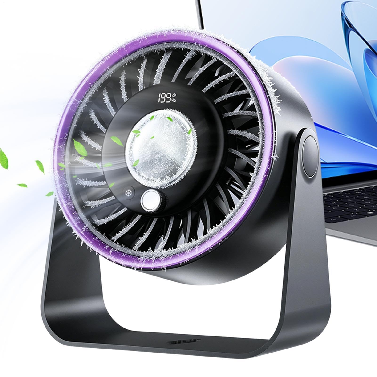 Ventilatore da tavolo portatile USB, ricaricabile, silenzioso, regolabile, leggero, per casa, ufficio, camera da letto, all'aperto, campeggio, viaggi, uso interno/esterno