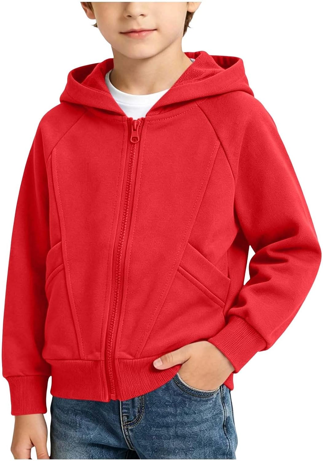 Boys Fall Jacket Hoodie Kids Winter Zip Up Long Sleeve Solid Casual Hooded Sweatshirt Jackets Coat for Boy