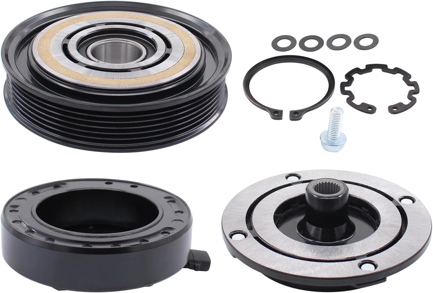 ApplianPar A/C AC Compressor Clutch Assembly Kit Pulley Coil Set for Odyssey 3.5L Accord Pilot Ridgeline Acura TL MDX