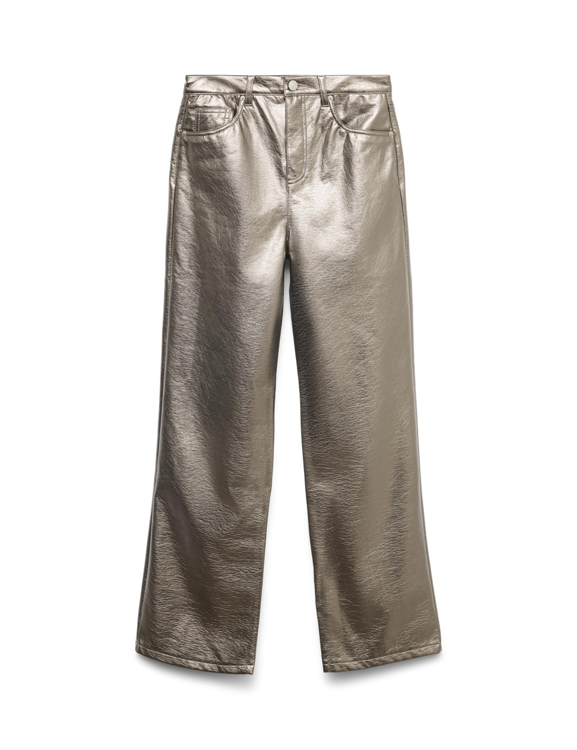 VERO MODA Women's Vmtessa Hr Wide Colored Vinyl Pants Noos, Chrome Grey, 30W x 30L