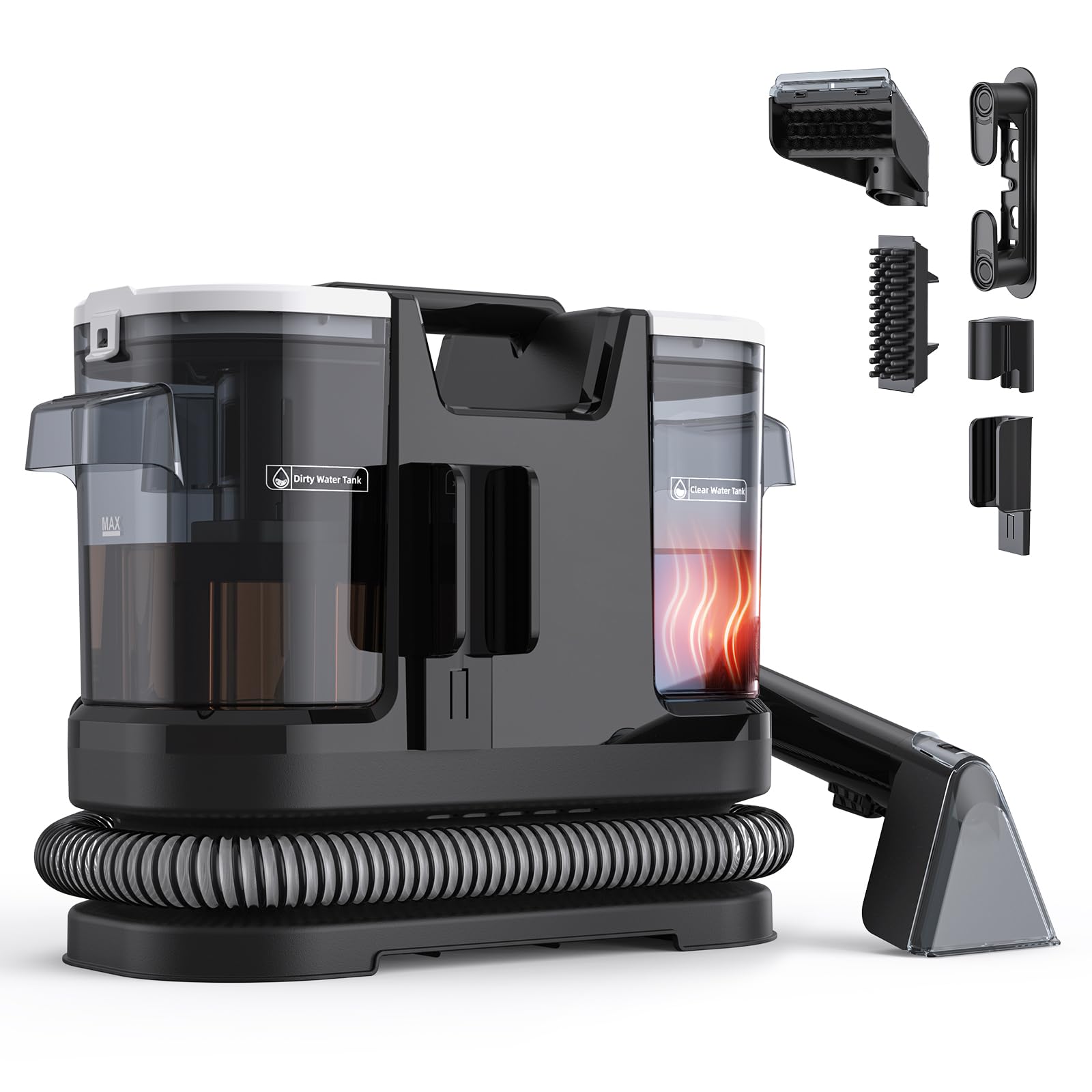 Lubluelu Nasssauger Polsterreiniger Gerät 600W, 18 kPa Teppichreiniger Waschsauger, tragbarer Teppichreiniger mit 10-Sek.-Heizfunktion, Selbstreinigung und langem Schlauch für Teppiche, Sofas & Auto
