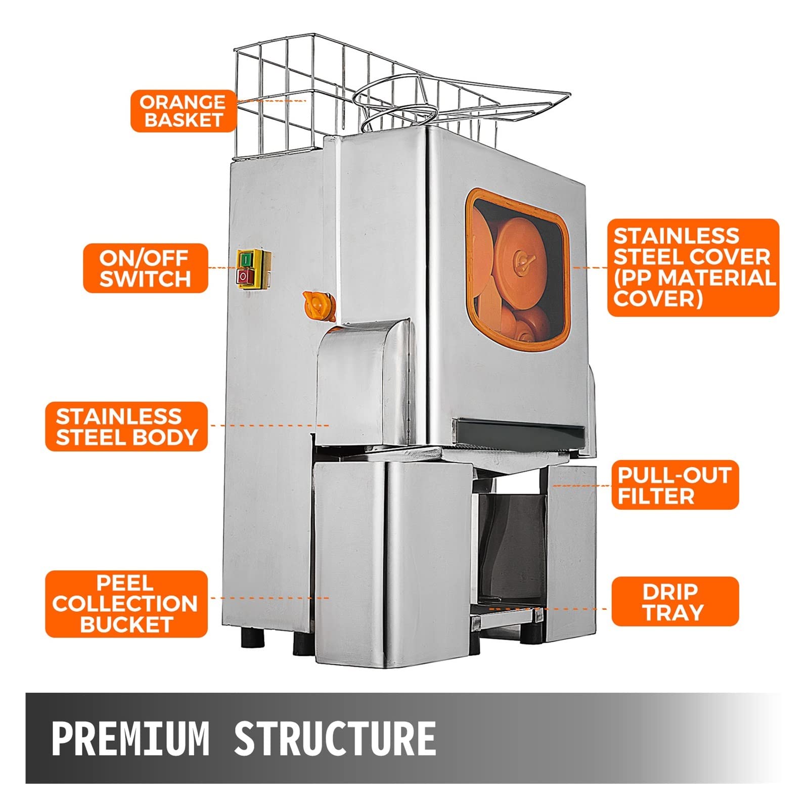 Estrattori di spremiagrumi elettrici da 120 W 22-30 Pz/min Spremiagrumi for commerciale automatico for Garantire la Stabilità