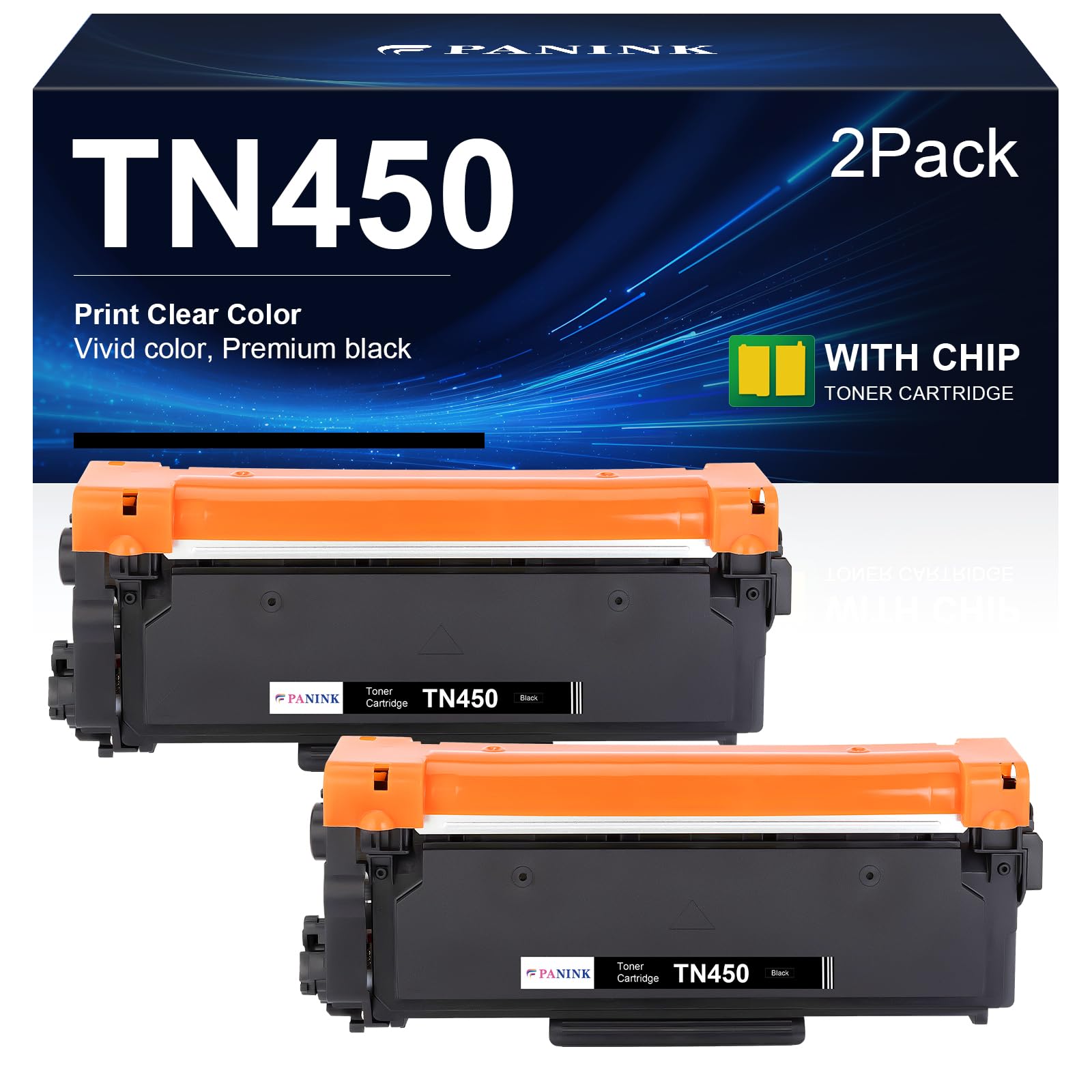 Compatible Toner Cartridge Replacement for Brother TN450 TN-450 TN420 TN-420 Black Toner Cartridge use with HL-2270DW HL-2280DW MFC-7360N MFC-7860DW DCP-7065DN Printer - 2 Black