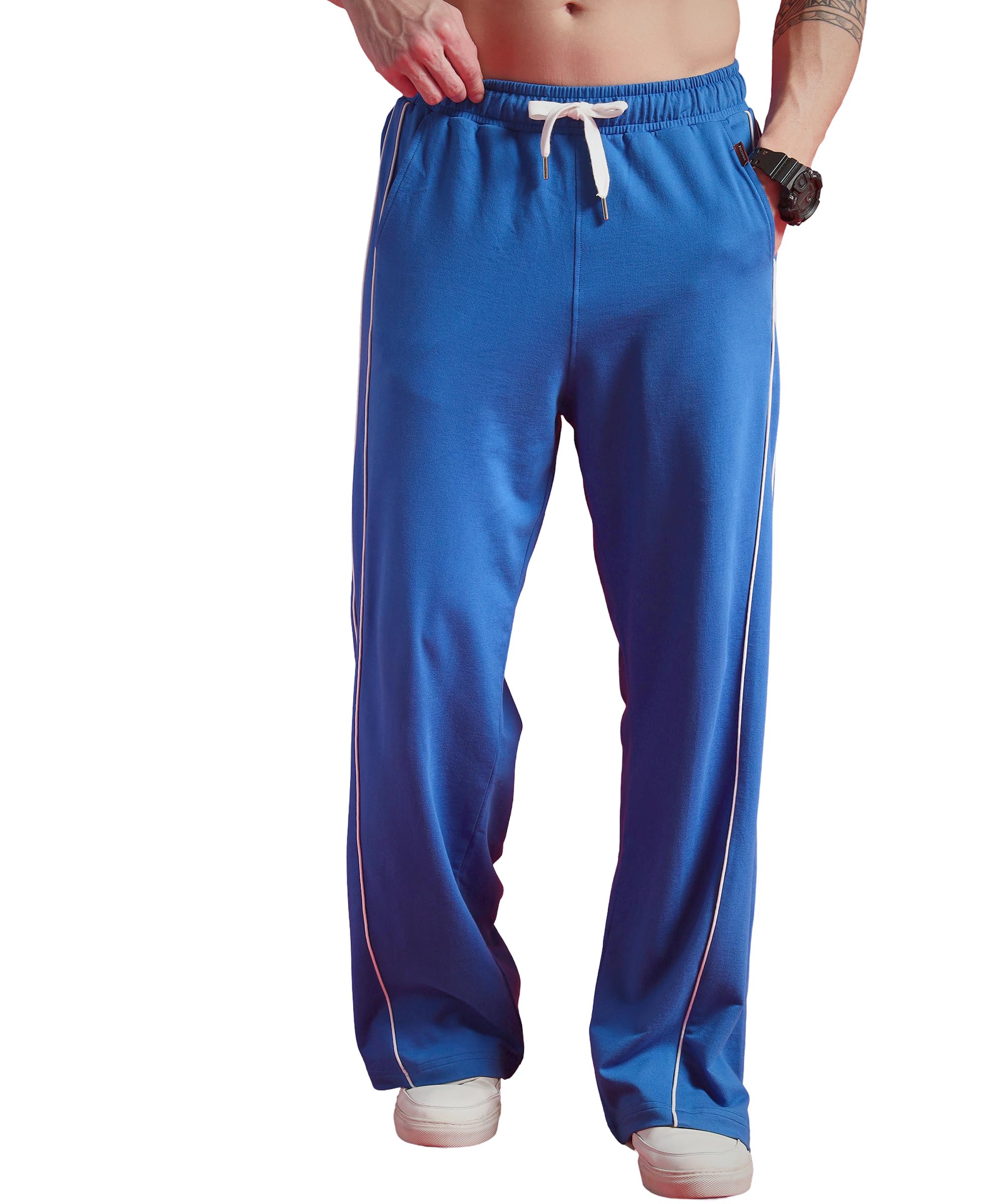 Men Black Wide Leg Comfort Joggers-image-19