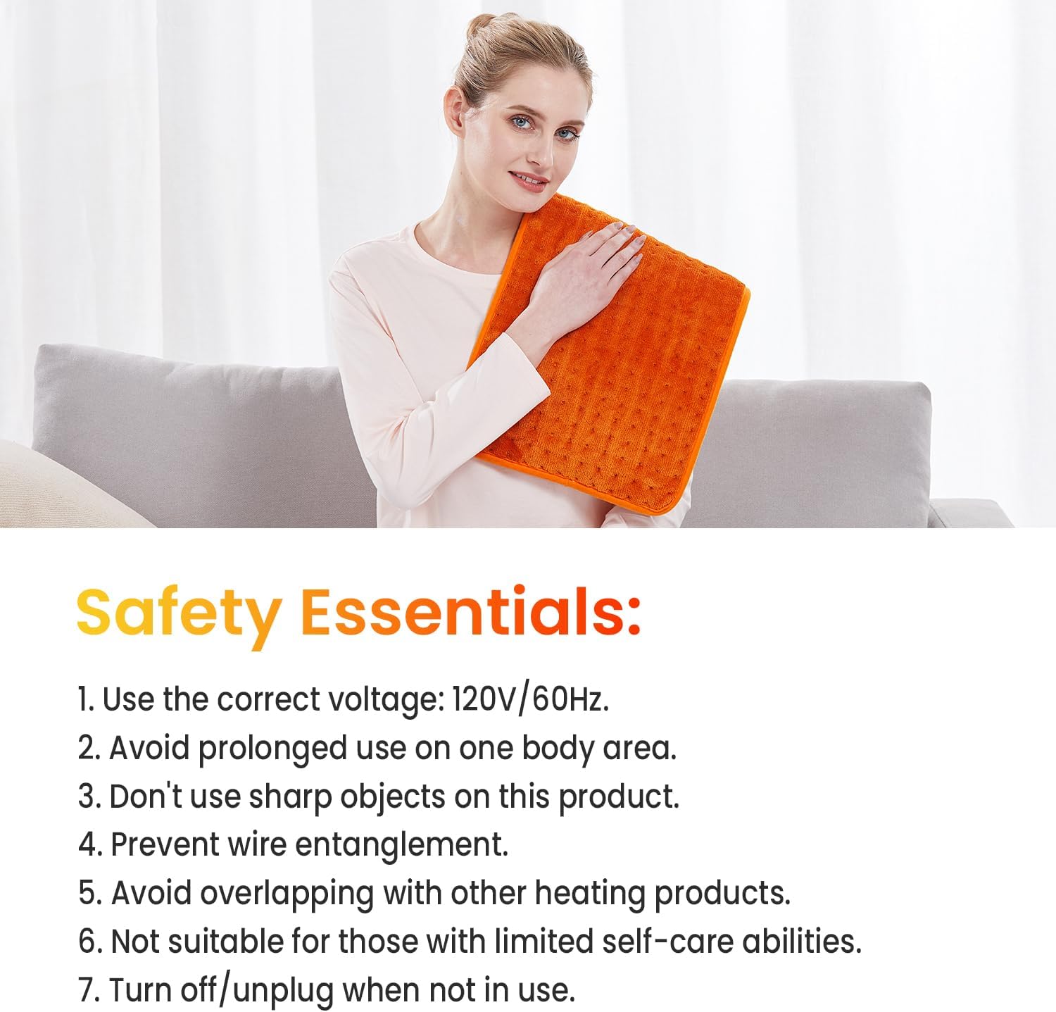 WOOMER Extra Large Heating Pad, Electric Heating Pad for Back Pain & Cramps Relief, Heat Pad with Multi-Color Option, Moist Heat Therapy Feature, Auto Shut-Off, Power Cords Storage Belt