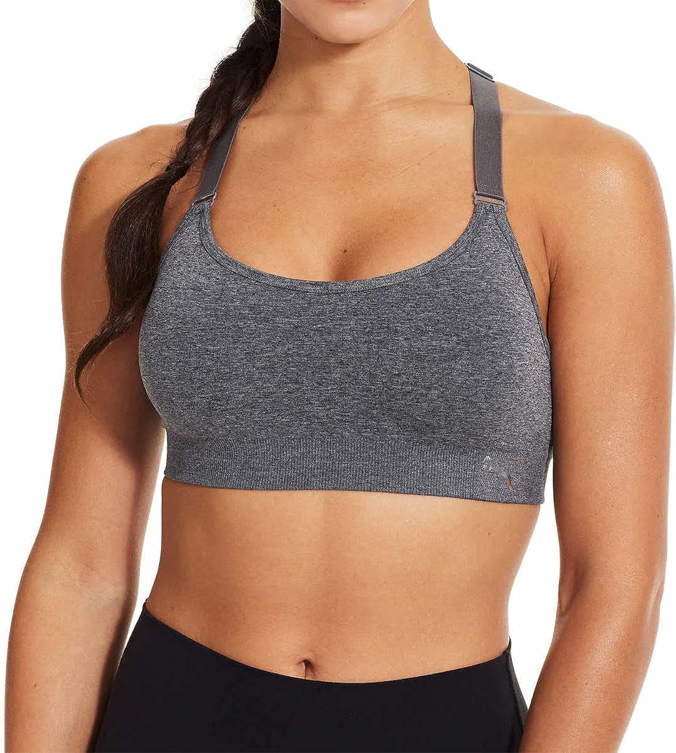 Women Sports Bra, 3-Pack (Black/White/Grey, Medium)