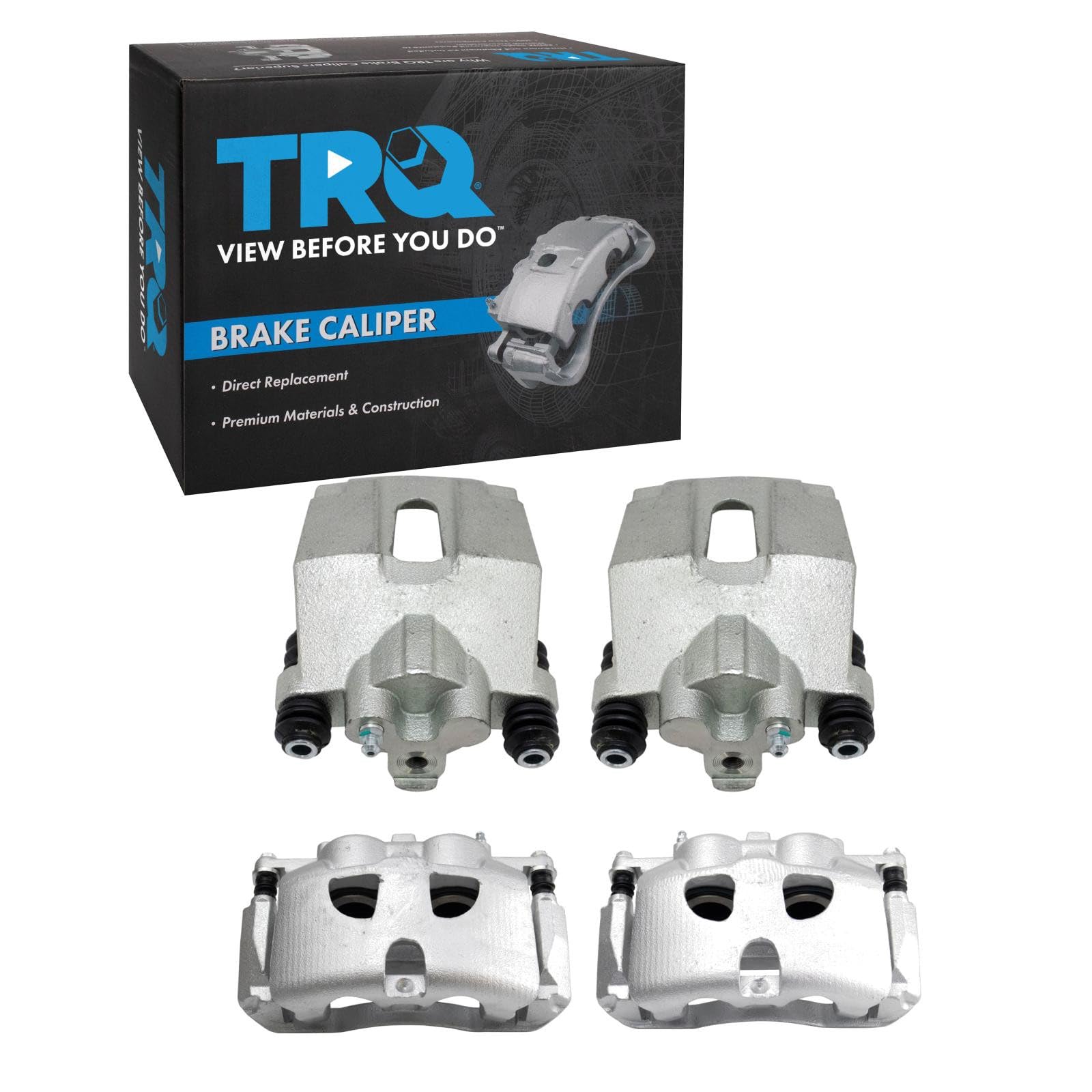 TRQ Front and Rear Brake Caliper Set Zinc Coated Brackets Compatible with 2010-2011 Ford F 150