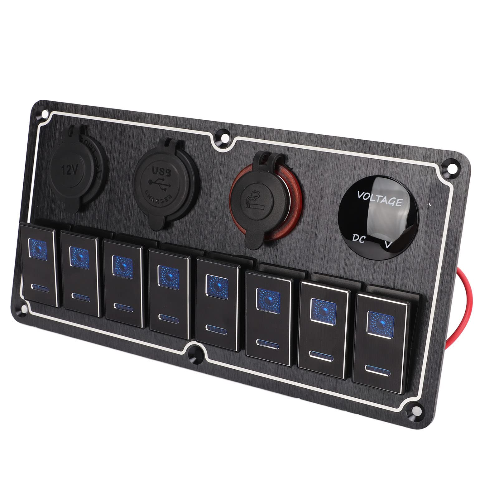 Pannello Interruttori a Bilanciere per Barche a 8 Gruppi Ottime Prestazioni di Dissipazione del Calore per LED Blu in Lega di Alluminio da 12 a 24 V per Imbarcazioni Marine