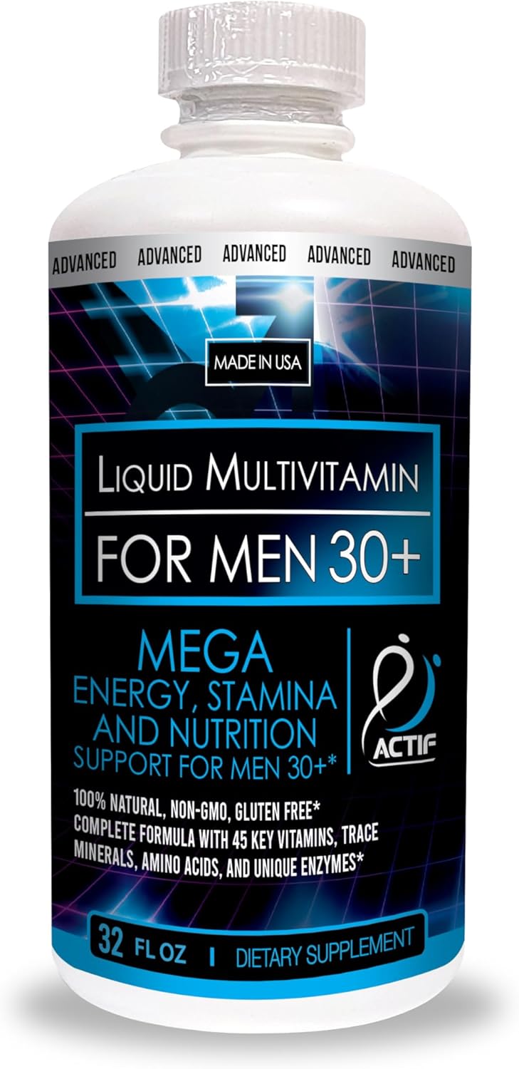ACTIF Liquid Daily Multivitamin for Men Age 30+ with 45 Advanced Factors – Non GMO, Made in USA, 32oz