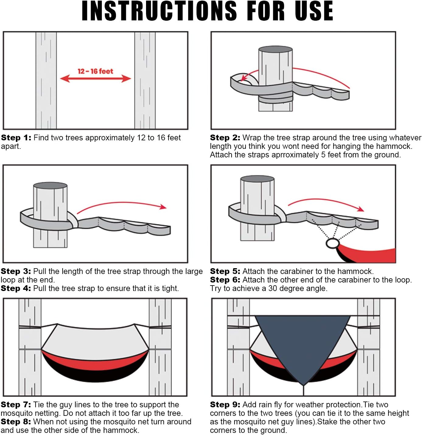 Kinfayv Camping Hammock with Mosquito Net And Rain Fly - Portable Double Hammock with Bug Net and Tent Tarp Heavy Duty Tree Strap, Hammock Tent for Travel Camping Backpacking Hiking Outdoor Activities : Sports & Outdoors