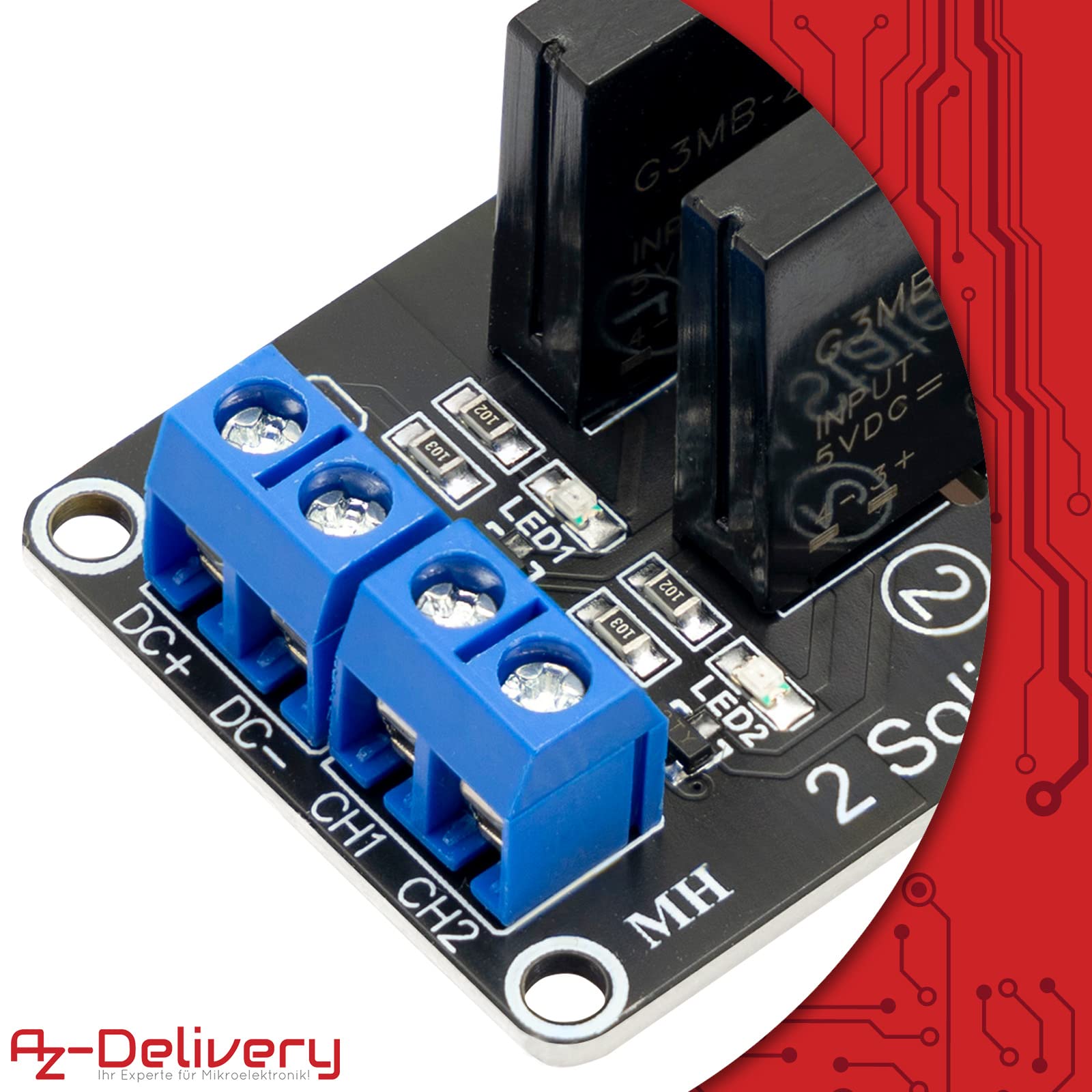 AZDelivery Module relais 5 x 2 canaux 5 V DC Solid State Relais Low Level Trigger Power Switch Relais Board Compatible avec Arduino et Raspberry Pi
