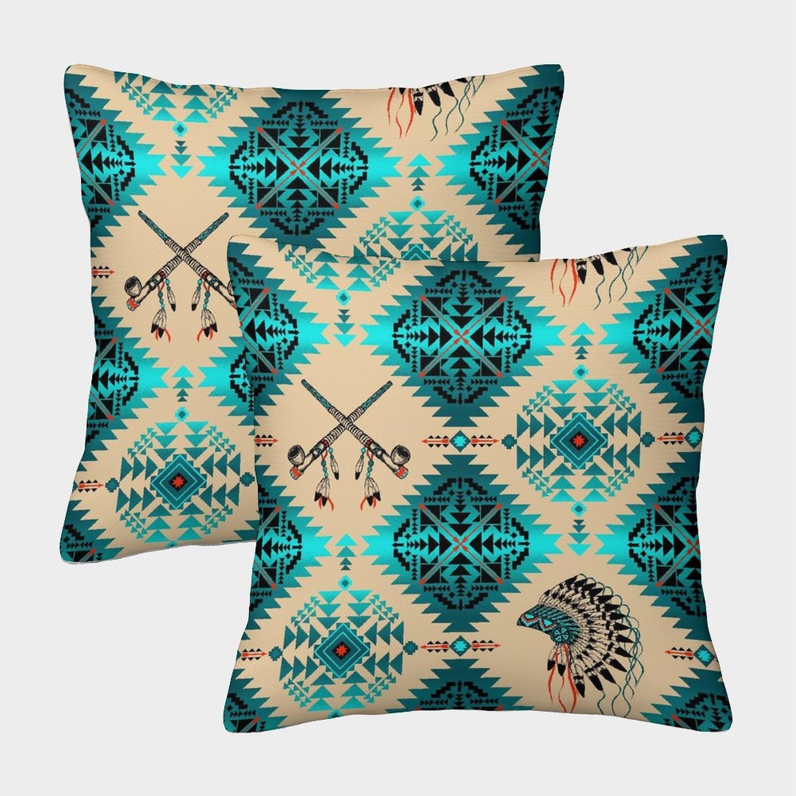 kaiyun 2 Pack Native American Patterns 3D Image Printed Single-sided Cushion Cover 50x50cm