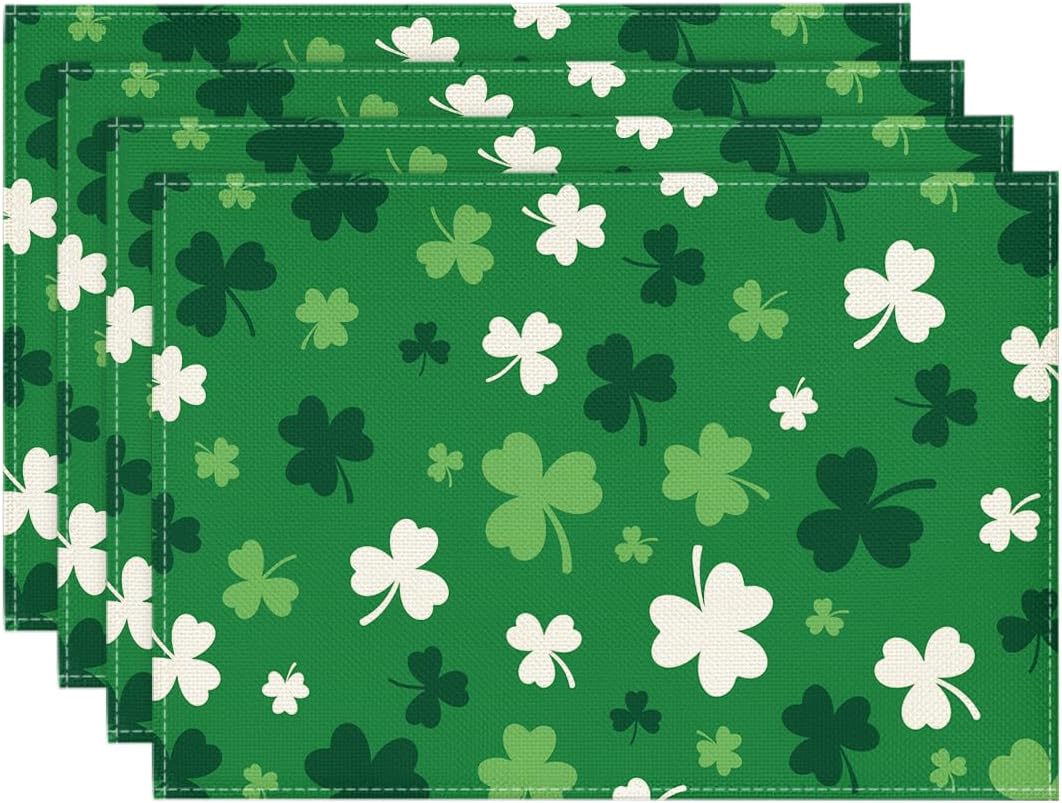 St. Patrick's Day Green Vinyl Shamrock Placemat 15.5