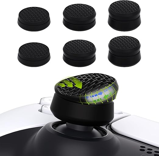 PlayVital 3 Height Armor Thumbs Cushion Caps Thumb Grips for ps5, for ps4, Thumbstick Grip Cover for Xbox Core Wireless Controller, Thumb Grip Caps for Xbox One, Elite Series 2, for Switch Pro - Black