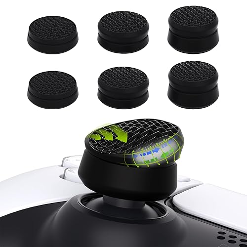 PlayVital 3 Height Armor Thumbs Cushion Caps Thumb Grips for ps5, for ps4, Thumbstick Grip Cover for Xbox Core Wireless Controller, Thumb Grip Caps for Xbox One, Elite Series 2, for Switch Pro - Black